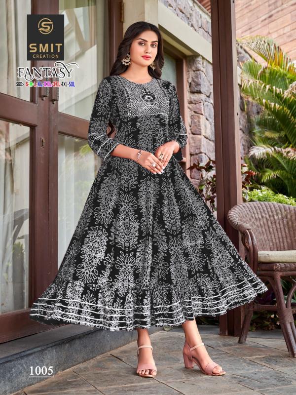 Smit Fantasy Fancy Rayon Anarkali Kurti Collection